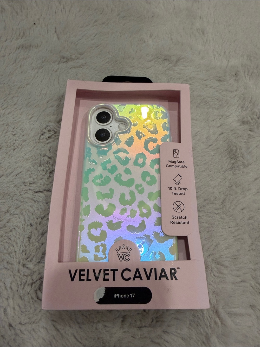 iPhone 17 Velvet Caviar Iridescent Leopard Case - Pink/Green